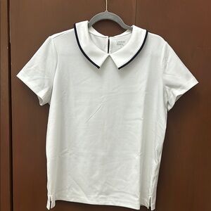 White Collared Short Sleeve Top